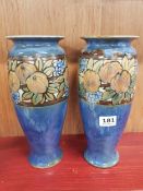PAIR OF ROYAL DOULTON STONEWARE VASES BY FLORENCE ROBERTS AND FLORRIE JONES