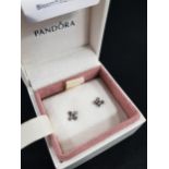 PAIR OF PANDORA SILVER EARRINGS