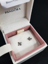 PAIR OF PANDORA SILVER EARRINGS