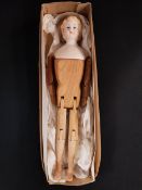 VINTAGE HANDMADE BISQUE & WOODEN DOLL 23CM