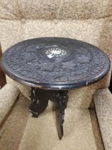 VICTORIAN EBONY LAMP TABLE