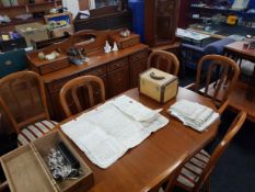 MODERN DINING TABLE, 8 CHAIRS, SIDEBOARD AND CORNER CABINET