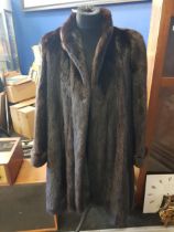 FUR'S OF MAYFAIR, LONDON - 3/4 LENGTH FUR COAT - BLACK MINK