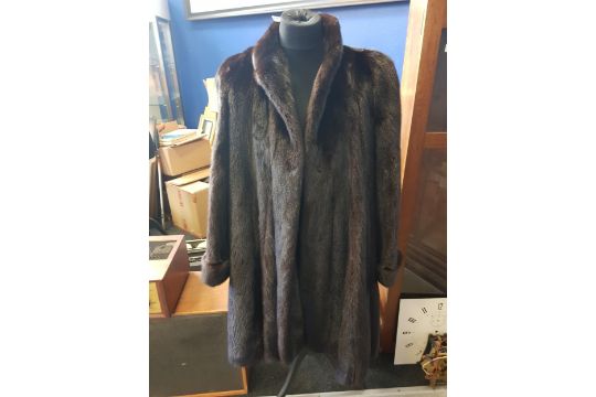 FUR'S OF MAYFAIR, LONDON - 3/4 LENGTH FUR COAT - BLACK MINK - Image 1 of 3