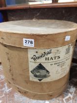 OLD ADVERTISING WOODROW HAT BOX COMPLETE WITH BOWLER HAT