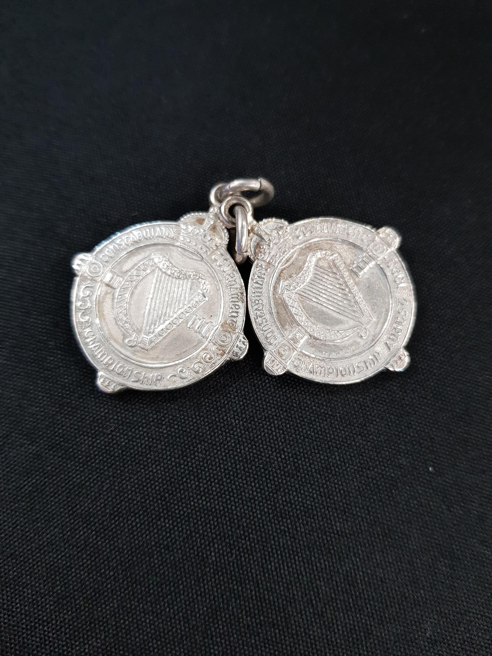 2 IRISH CONSTABULARY SILVER SPORTING MEDALS