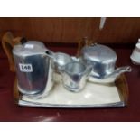 VINTAGE MID CENTURY PICQUOT WARE BREAKFAST SET WITH TRAY