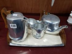 VINTAGE MID CENTURY PICQUOT WARE BREAKFAST SET WITH TRAY