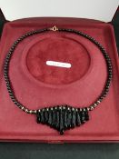 VINTAGE 9 CARAT GOLD & ONYX ART DECO NECKLACE