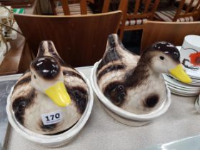 PAIR OF VINTAGE DUCK CROCK POTS