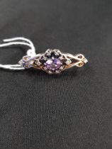 AMETHYST AND WHITE SAPPHIRE SILVER BROOCH