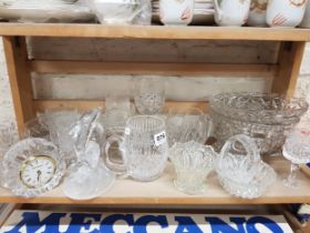 LARGE SHELF LOT OF GLASSWARE