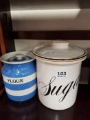 T G GREEN FLOUR AND SUGAR JARS