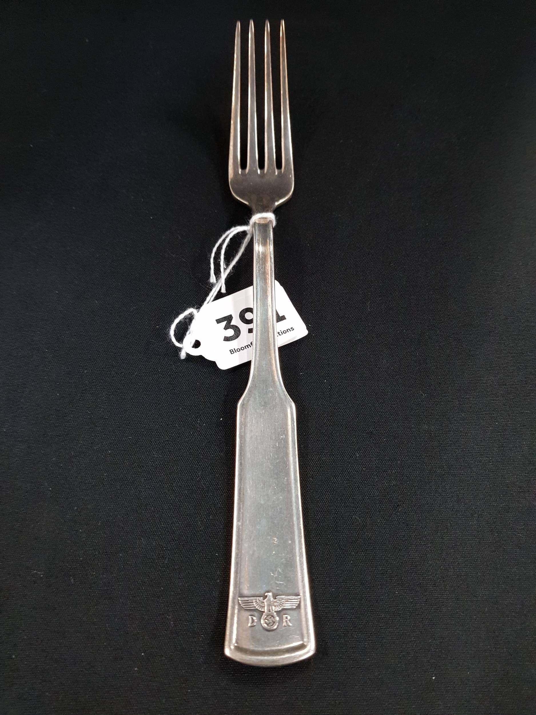 THIRD REICH, SILVER DINNER FORK FROM HERMANN GORINGS DINING WAGON 10 '243' ON HIS TRAIN