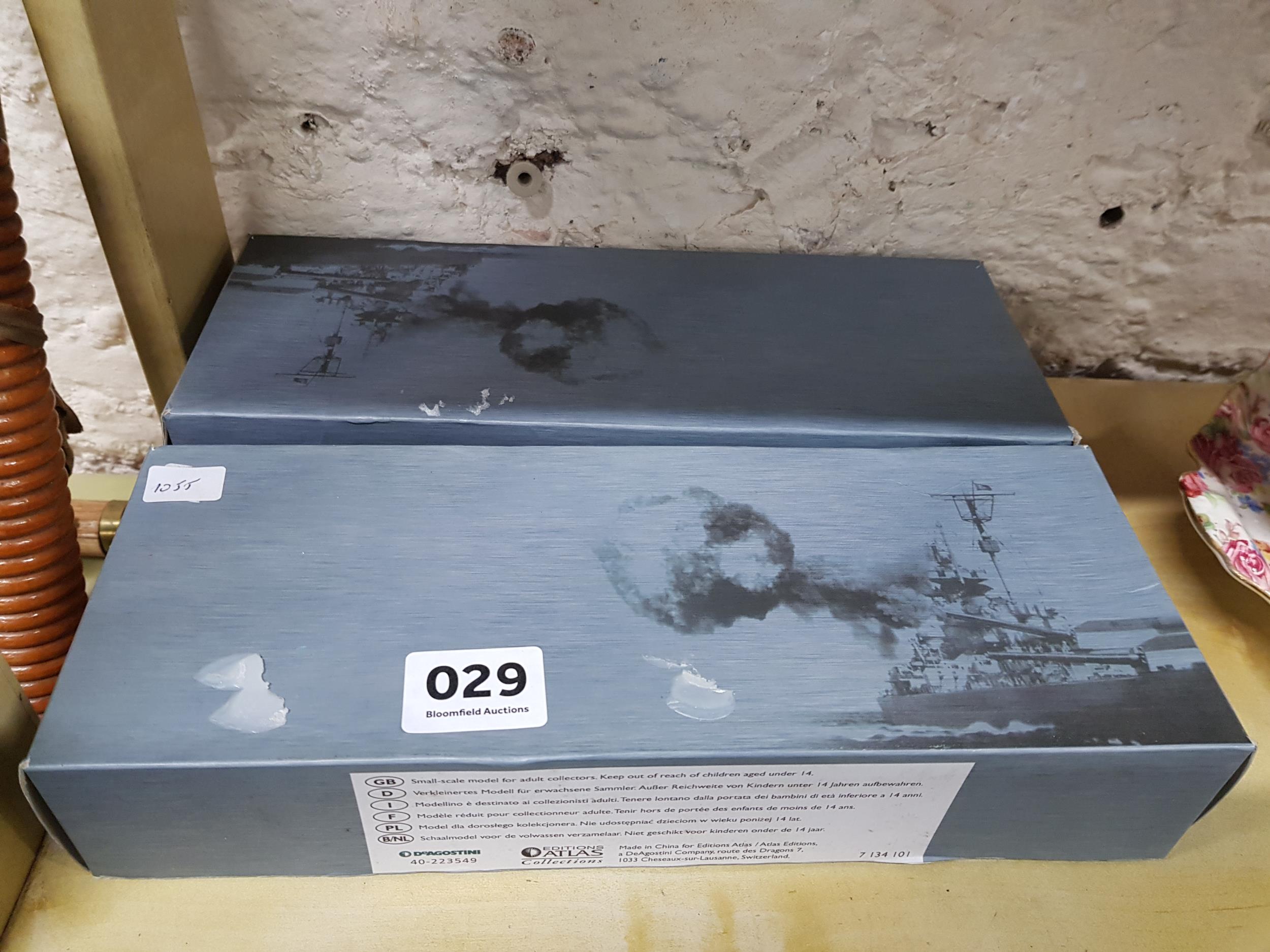 2 SCALE MODEL SHIPS HMS HOOD & BISMARCK IN BOXES WITH CERTIFICATES