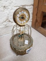 BRASS MUSICAL BIRD CLOCK - appears to be working