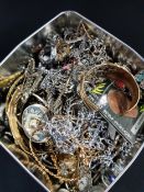 TIN OF GOOD QUALITY MIXED COSTUME JEWELLERY