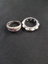 SILVER AND PEARL RING AND 1 OTHER SILVER RING