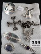8 SILVER BROOCHES