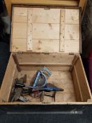 2 WOODEN ANTIQUE TRUNKS TO INCLUDE TOOLS