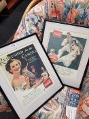PAIR OF OLD VINTAGE FRAMED ADVERTISING COCA COLA PICTURES