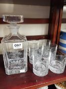 DECANTER AND 6 GLASSES ALL ETCHED WITH KING WILLIAM SCENE