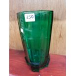 ART DECO PEACOCK GREEN GLASS VASE BY RUDOLF SCHROTER