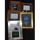 5 FRAMED GOLF MEMORABILIA WITH SIGNATURES - VIJAY SINGH, NICK PRICE, CHAD CAMPBELL, STUART APPLEBY