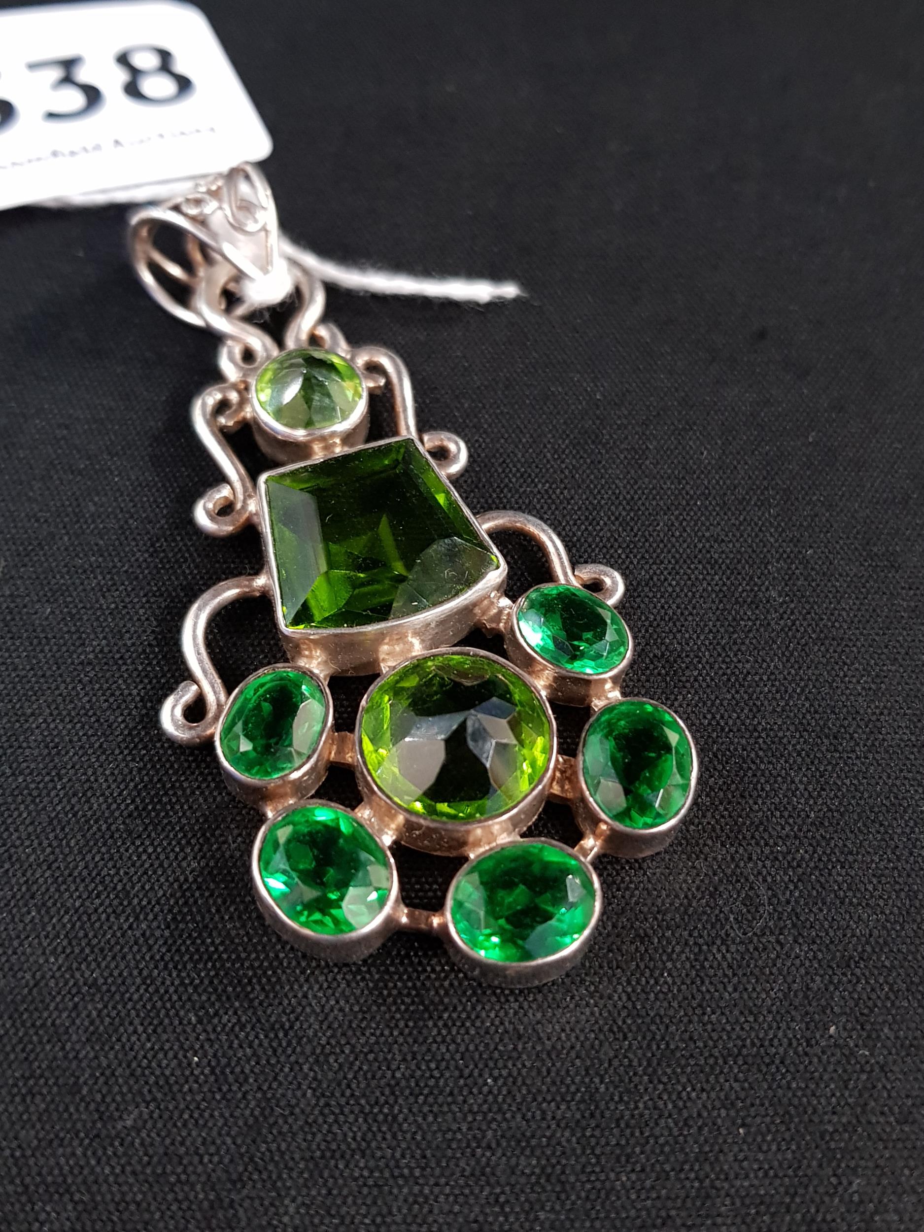 LARGE SILVER & PERIDOT PENDANT