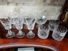 3 X TYRONE WHISKEY GLASSES, 3 SHERRY GLASSES & 3 TUMBLERS