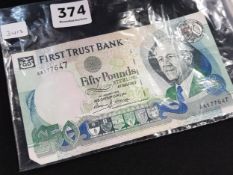 FIRST TRUST BANK - £50 BANKNOTE 10TH JANUARY 1998