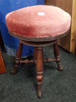 VICTORIAN REVOLVING PIANO STOOL ON BALL AND CLAW FEET