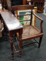 REGENCY OPEN ARMCHAIR AND ANTIQUE SLIMLINE SIDE TABLE