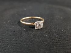 9 CARAT YELLOW GOLD DIAMOND RING WITH 0.25 CARAT OF DIAMONDS