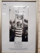 CELTIC F.C LIFT THE EUROPEAN CUP, BLACK & WHITE PRINT PERSONALLY SIGNED BY 'LISBON LIONS' CAPTAIN