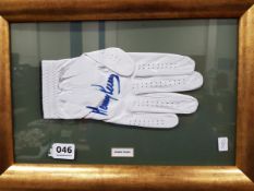 FRAMED SIGNED GLOVE KENNY PERRY WITH C.O.A
