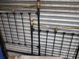 VICTORIAN BRASS AND IRON BED WITH RUNNERS