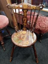 ANTIQUE IRISH POKERWORK CHAIR