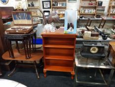 NEST OF TABLES, COFFEE TABLE, LAMP TABLE AND OPEN BOOKSHELVES