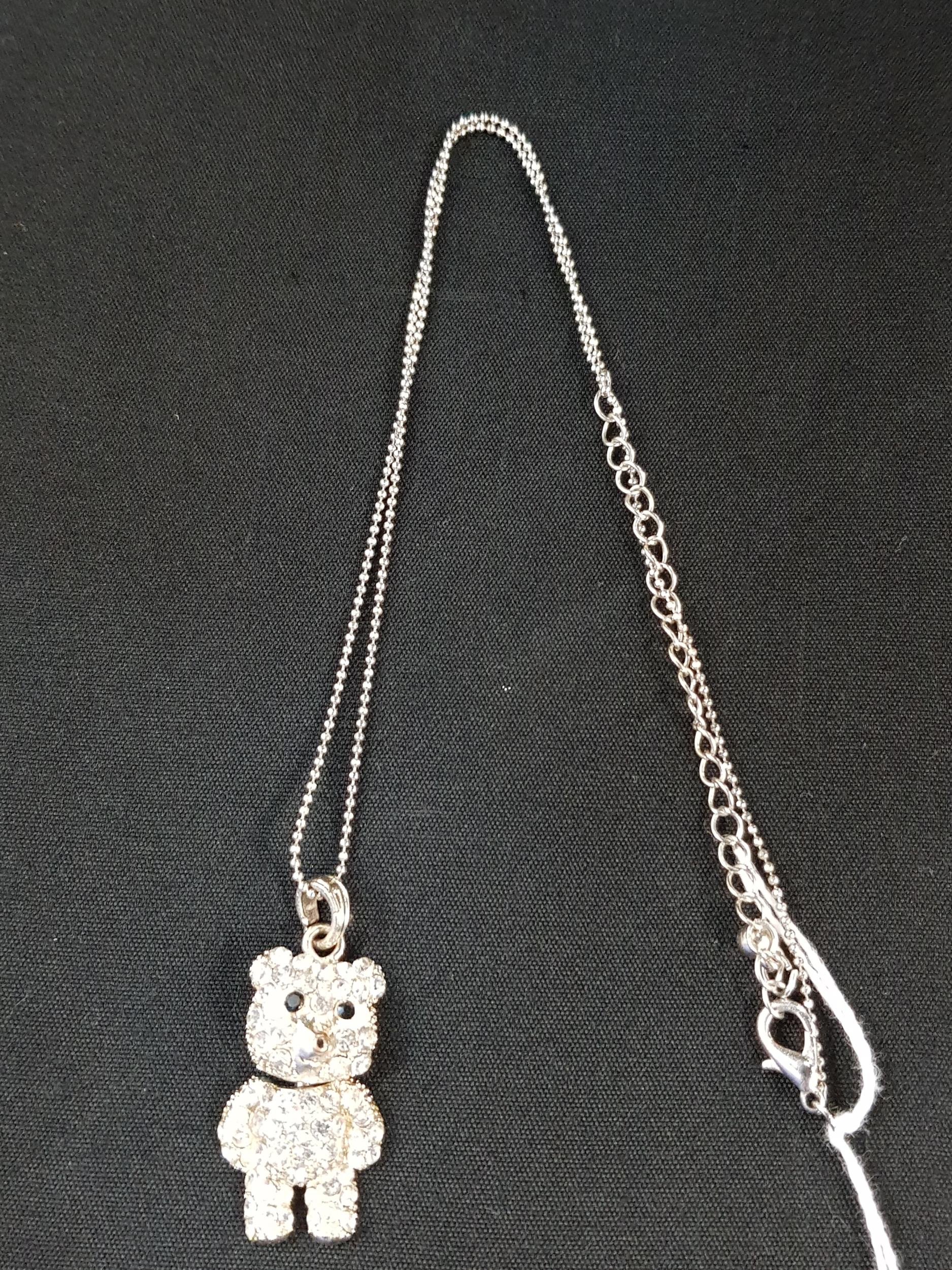 CRYSTAL TEDDY BEAR PENDANT ON CHAIN