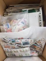 BOX OF STAMPS, COVERS, POSTCARDS