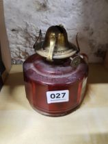 RUBY GLASS OIL LAMP BOWL