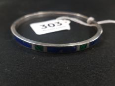 SILVER & INLAIDLAPIS & MALACHITE BANGLE