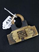 EARLY ANTIQUE BRASS COMBINATION LOCK