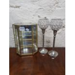 SMALL DISPLAY CASE GLASS CANDLE HOLDERS