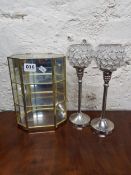 SMALL DISPLAY CASE GLASS CANDLE HOLDERS