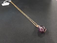 SILVER GILT AMETHYST PENDANT ON SILVER GILT CHAIN