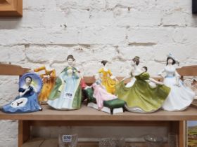 SHELF LOT OF 9 ROYAL DOULTON FIGURES