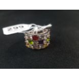 SILVER MULTI GEMSTONE RING