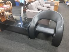 MODERN DESIGNER LEATHER STYLE CHAIR AND MODERN COFFEE TABLE